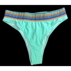 Shein Teal Turquoise Bikini High Waist‎ Cheeky Bottom Size Large NWT